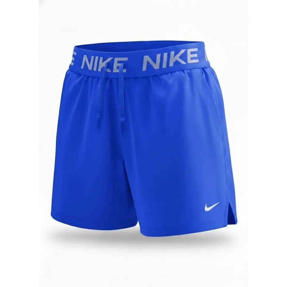 28.  Nike NWT Attack Roll Over  Dri-FIT Fitness Mid-Rise Shorts Royal Blue